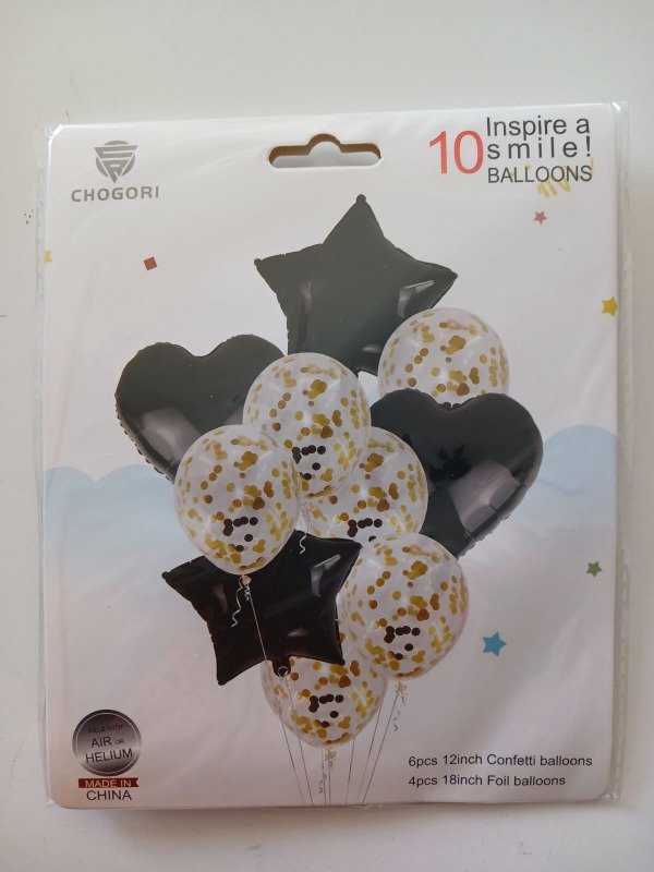 Producto - SGML 10P. Estrella y Corazón NEGRO