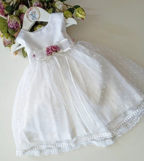 Producto - Vestido Artesanal Fiesta y Bautismo Bebé Plumeti