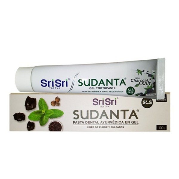 Producto - Pasta Dental Sudanta Ayurvédica MENTA Carbon Activado Sin Gluten Sri Sri Tattva