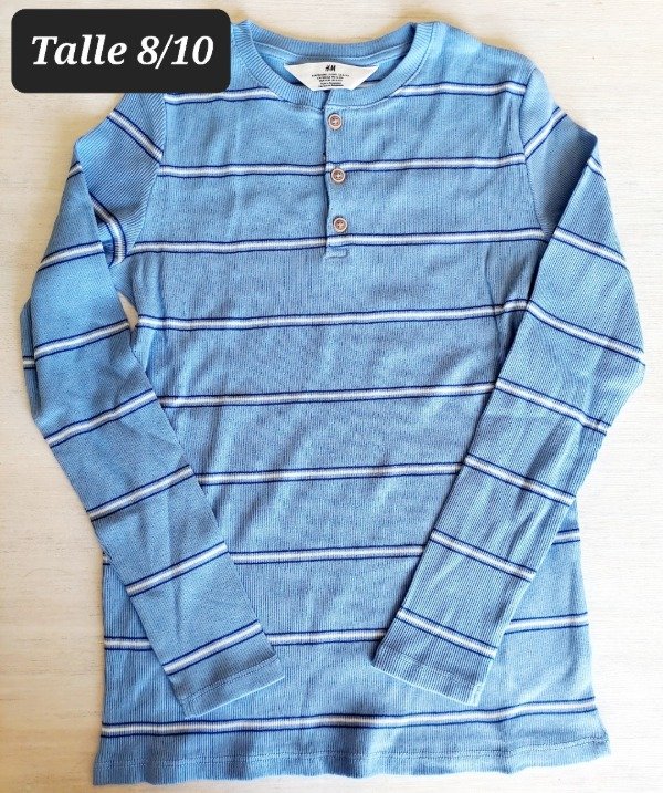 Producto - Remera manga larga HyM talle 8/10  rayada celeste