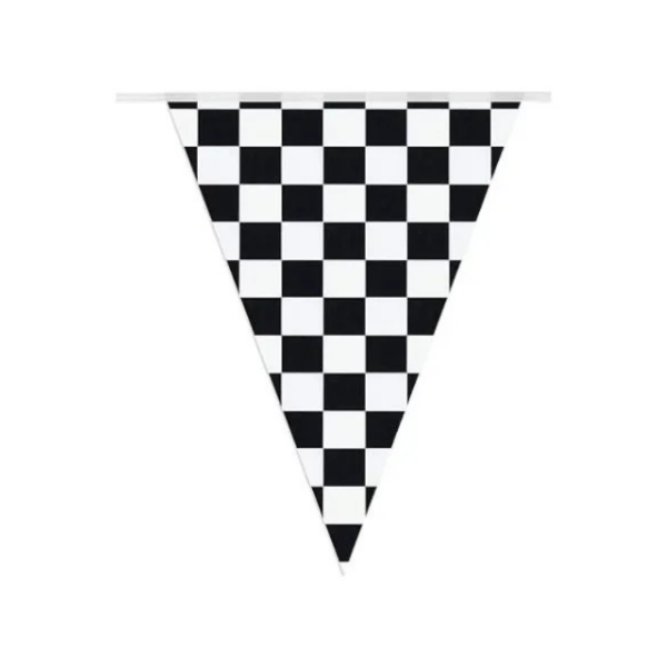 Producto - Banderin triangular de friselina color cuadraditos de carrera