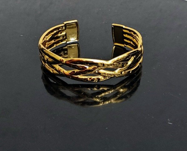 Producto - Pulsera Regulable Diseño Ondas Entrecruzadas Acero Dorado