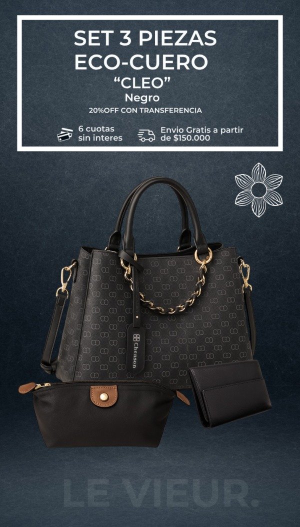 Producto - SET 3 PIEZAS ECO-CUERO "CLEO" NEGRO