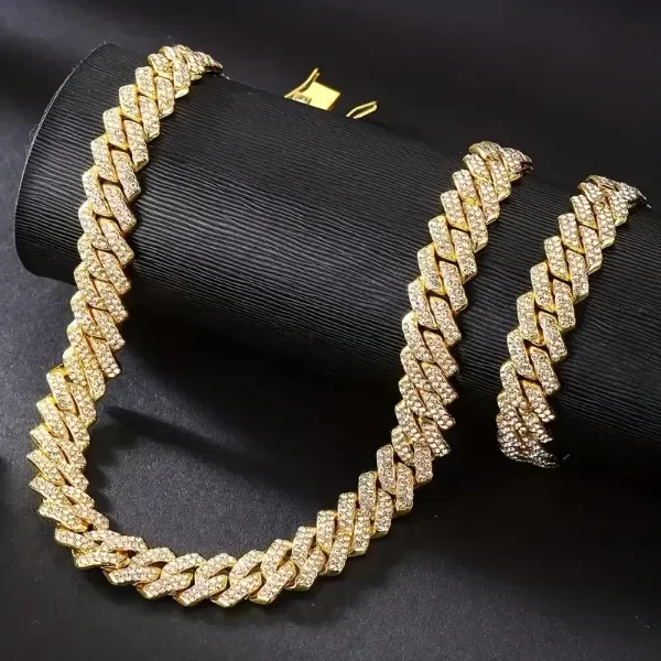 Producto - Set de Cadena y Pulsera Cubana Miami tono Dorado