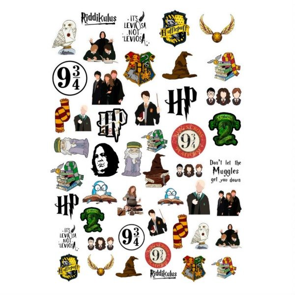Producto - PLANCHA A4 PREDISEÑADA HARRY POTTER - TATUAJES TEMPORALES - 1