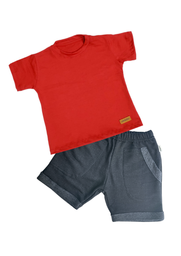 Producto - Remera Roja y Bermuda Negra Juvenil