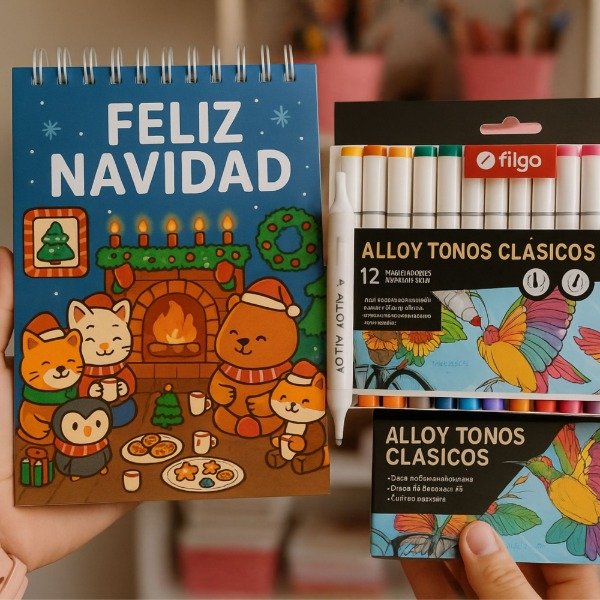 Producto - Libro para pintar Feliz Navidad + marcadores Filgo