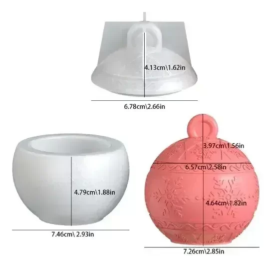 Producto - Molde de Silicona Esfera Navideña Porta Vela (con Tapa) - 1