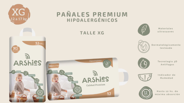 Producto - Pañales Arshies Premium Talle XG (52 Unidades)