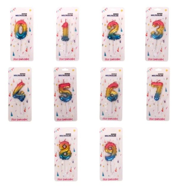 Producto - Vela globito multicolor - Elegí el número - 1