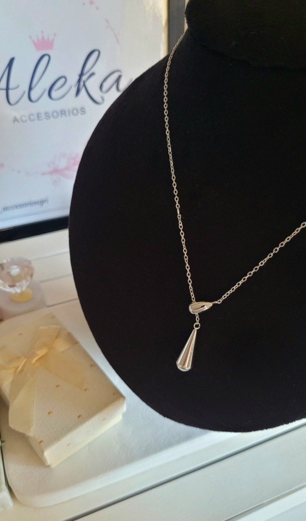 Producto - Collar gota de acero blanco - 0