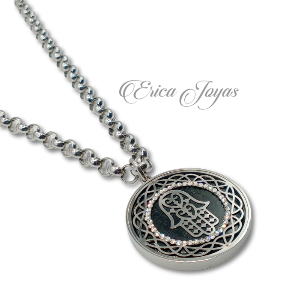 Producto - Conjunto con dije color negro, cúbics y Mano de Fátima tallada (LJCO0001)