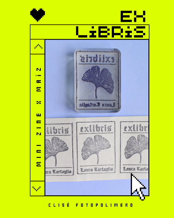 Sellito Exlibris - Base cristal 2 x 3 cm - MAÍZ PRINTMAKER