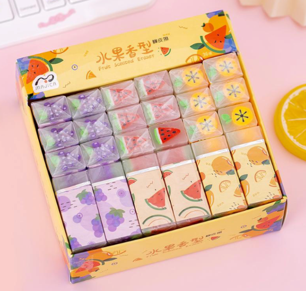 Producto - pack de gomas de borrar frutas 36 piezas