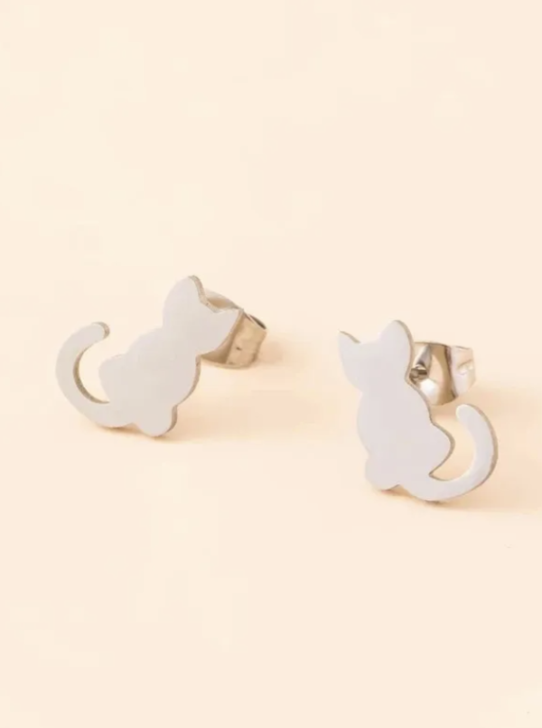 Producto - Aros Con Diseño De Gatito -acero Inox-.