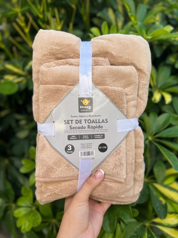 Producto - toallon 3 piezas liso beigue