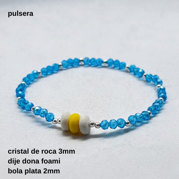 Producto - PULS #FP - Pulsera elastizada cristal de roca y dona foami Argentina (DOLAR)
