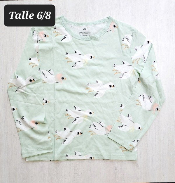 Remera manga larga HyM talle 6/8 verde agua