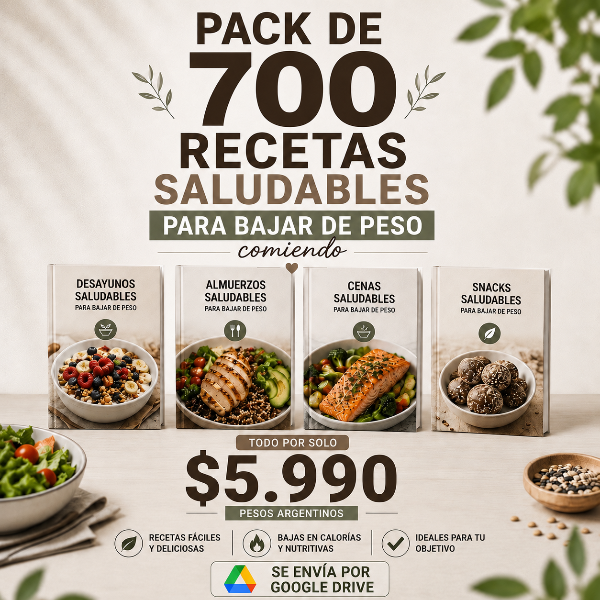 Producto - PACK + DE 700 RECETAS SALUDABLES (INCLUYE REGALOS EXTRAS)