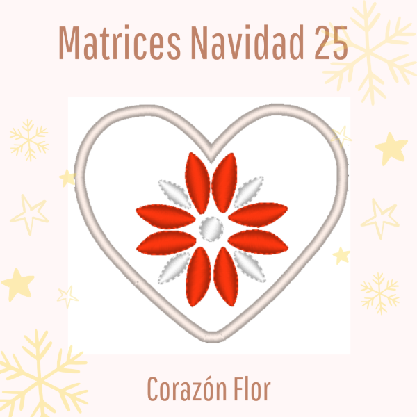 Producto - Matriz de Bordado - "Corazón Flor" - Adorno Navidad 2025 - Estilo ITH