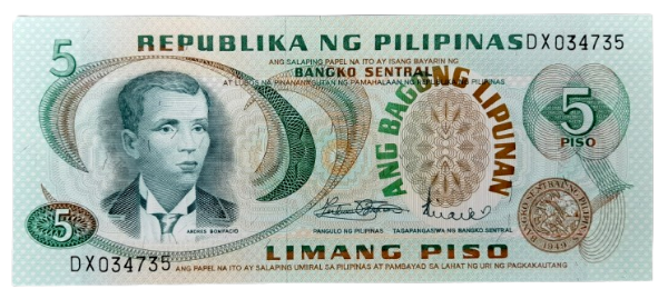 Producto - Filipinas 5 Piso (1974) Miembros de Katipunam firmando con sangre Pick.153 Unc
