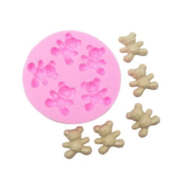 Producto - MOLDE SILICONA 5 OSITOS GUMMY FACETADOS - ROSA
