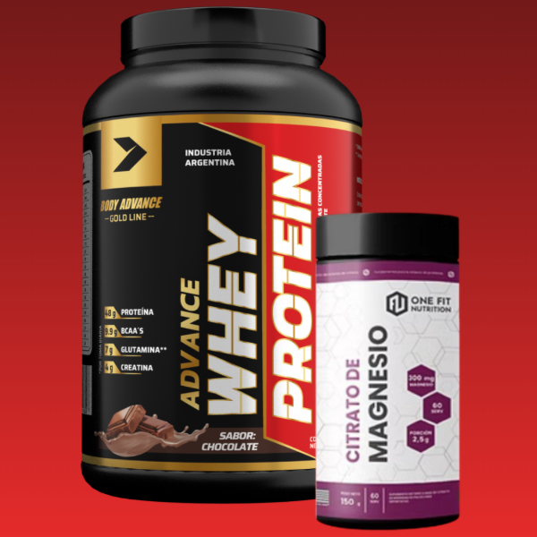 Producto - Proteina 907gs. BODY ADVANCE + Magnesio 150gs. ONE FIT NUTRITION