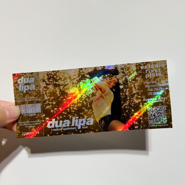 Producto - Entradas de recuerdo 14x6 HOLOGRAFICAS - DUA LIPA River (Diseño 1)