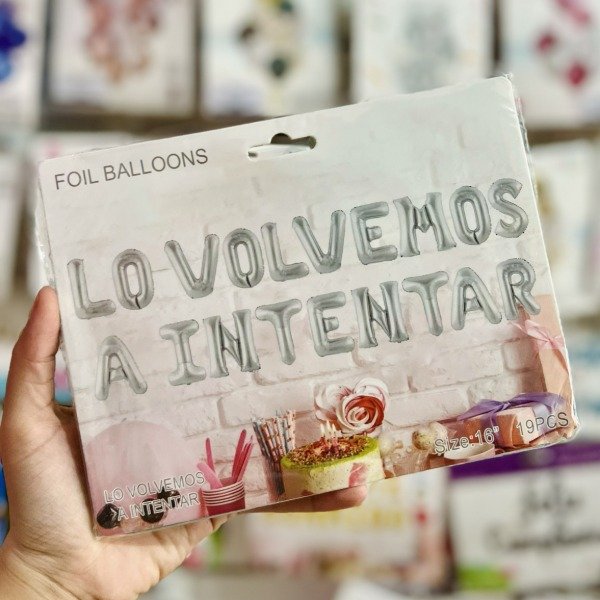Producto - Set de globos LO VOLVEMOS A INTENTAR - PLATEADO letras