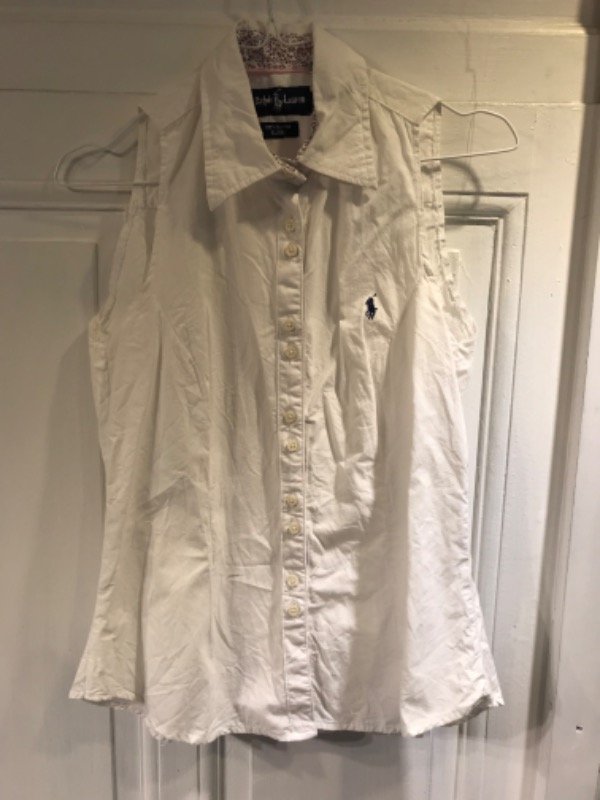 Producto - Camisa RALPH LAUREN blanca musculosa- Talle S- PRECIO: 44c