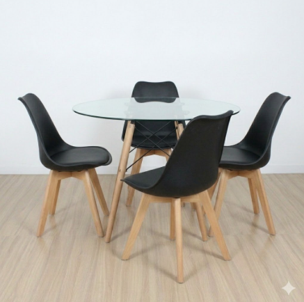 Producto - Mesa eames 1mt vidrio + 4 sillas Tulip - 0