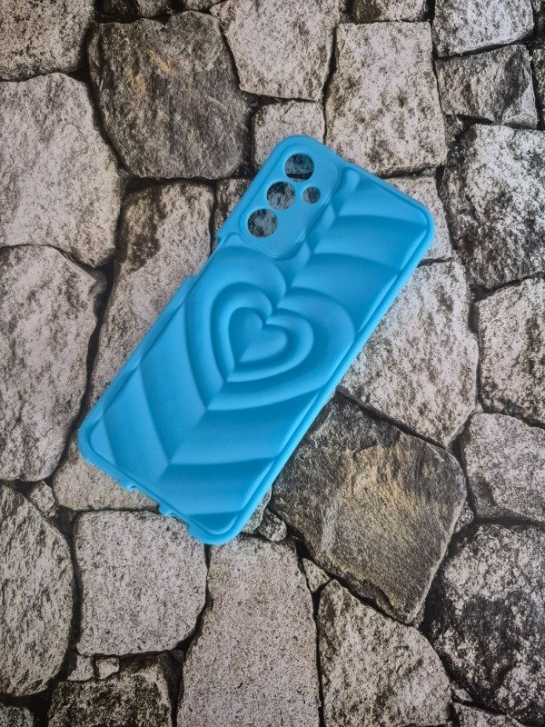Producto - Funda puffer corazón nacional Samsung A14 celeste