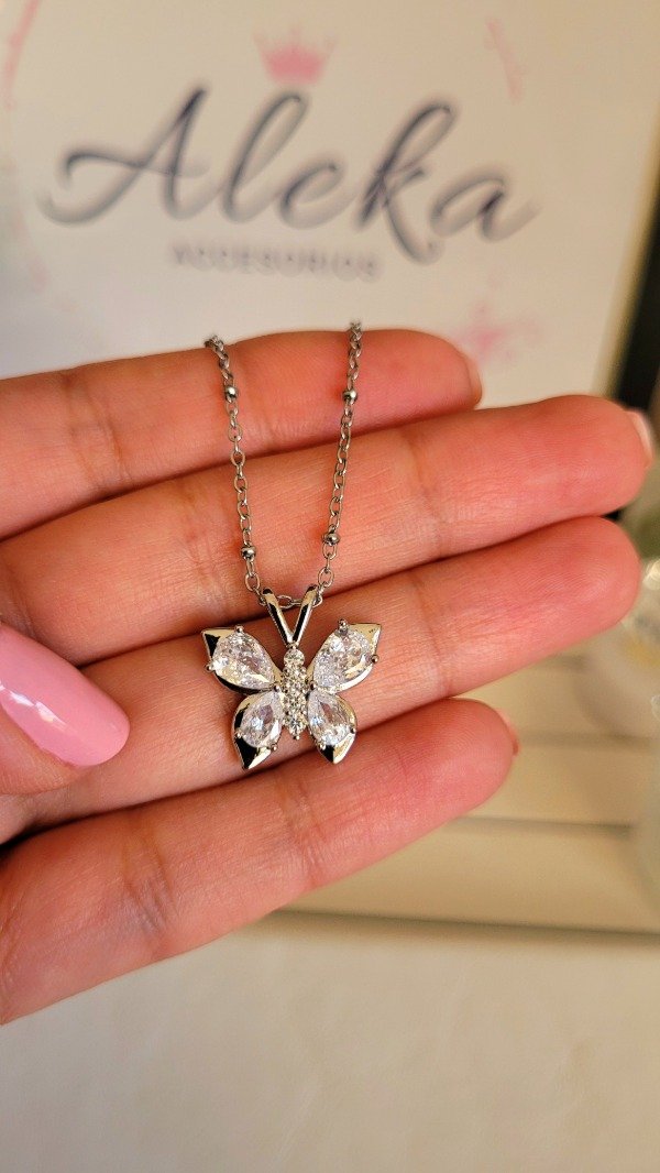 Producto - Collar mariposa con cubic de acero quirúrgico - 4