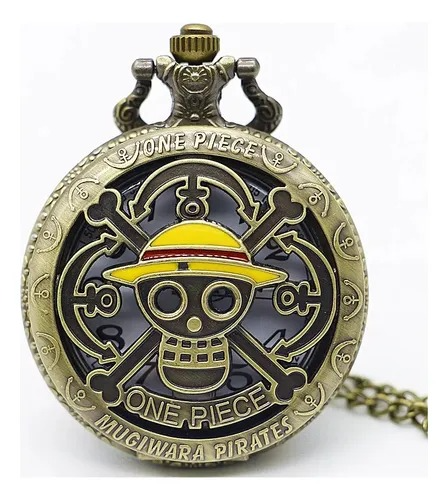Producto - Reloj Tipo Bolsillo  Colgante Estilo Antiguo One Piece Mugiwara Dorado