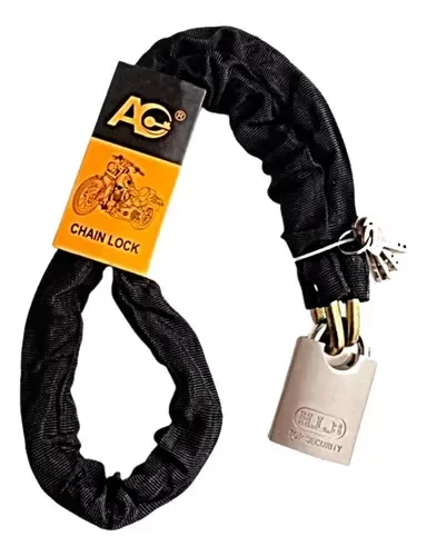 Producto - Linga Cadena Acero Anchi con Candado Moto Bicicleta Color Negro
