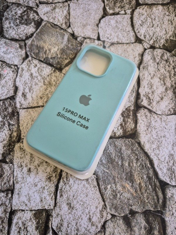 Producto - Funda silicone case con logo Iphone 15 Pro Max turquesa