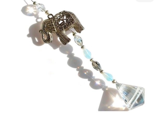 Producto - Armonizador elefante cristal con cairel 52 cm