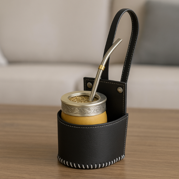 Producto - PORTA MATE PARA AUTO NEGRO SIMIL CUERO