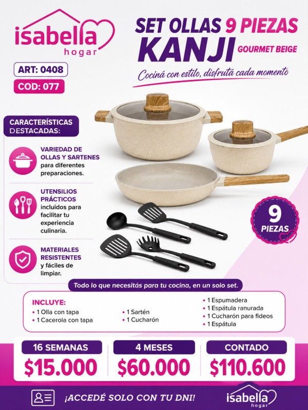 Producto - SET DE COCINA 9 PIEZAS KANJI HOME GROURMET - 0