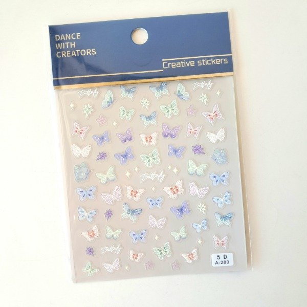 Producto - Plancha de stickers con relieve - Mariposas pastel