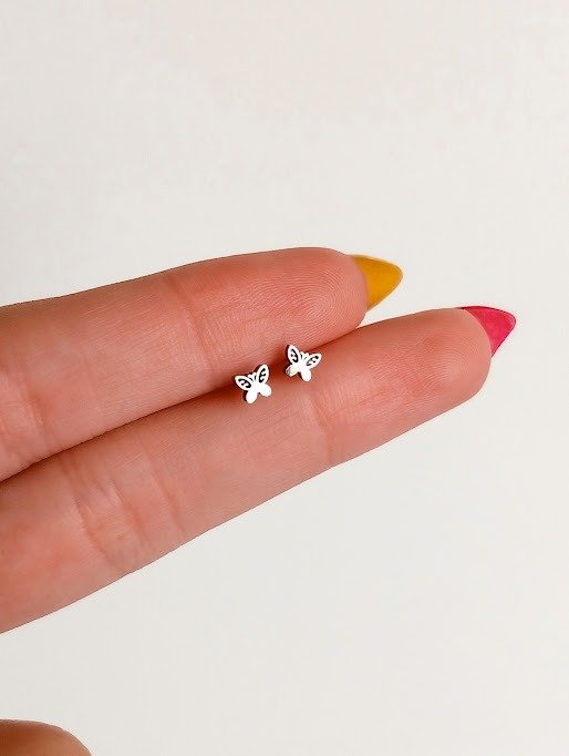 Producto - Aros miniatura mariposas - Acero quirúrgico