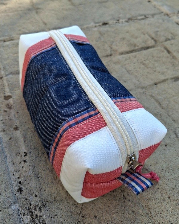 Producto - Cartuchera grande jean/rojo