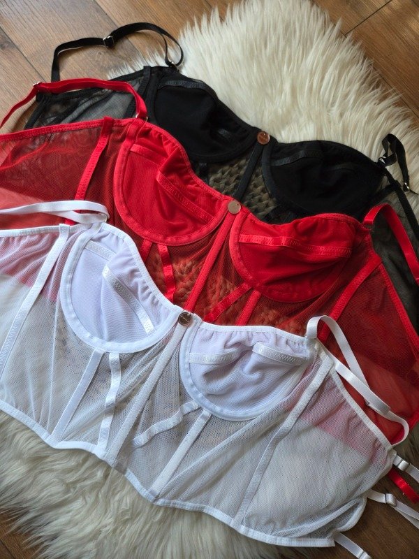 Producto - Bustier ISABELLA microtul. Ngo - Bco - Rojo. - 19900 EF
