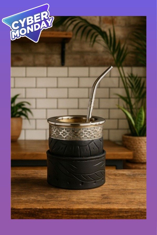 Producto - MATE IMPERIAL ROMA BASE CUERO- COLOR NEGRO