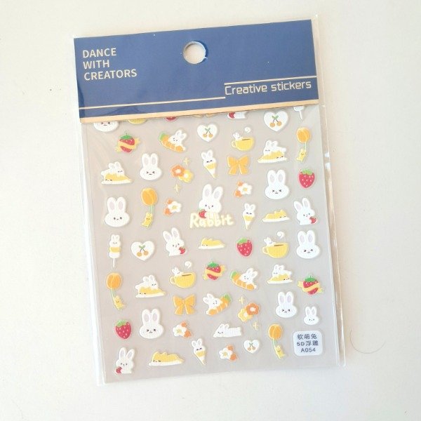 Producto - Plancha de stickers con relieve - Strawberry rabbit