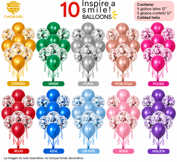 Producto - Set globos x 10 confeti y perlado - 0