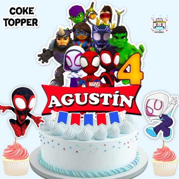 Producto - Kit Imprimible Cake Topper Adorno Torta Spidey y sus sorprendentes amigos M2