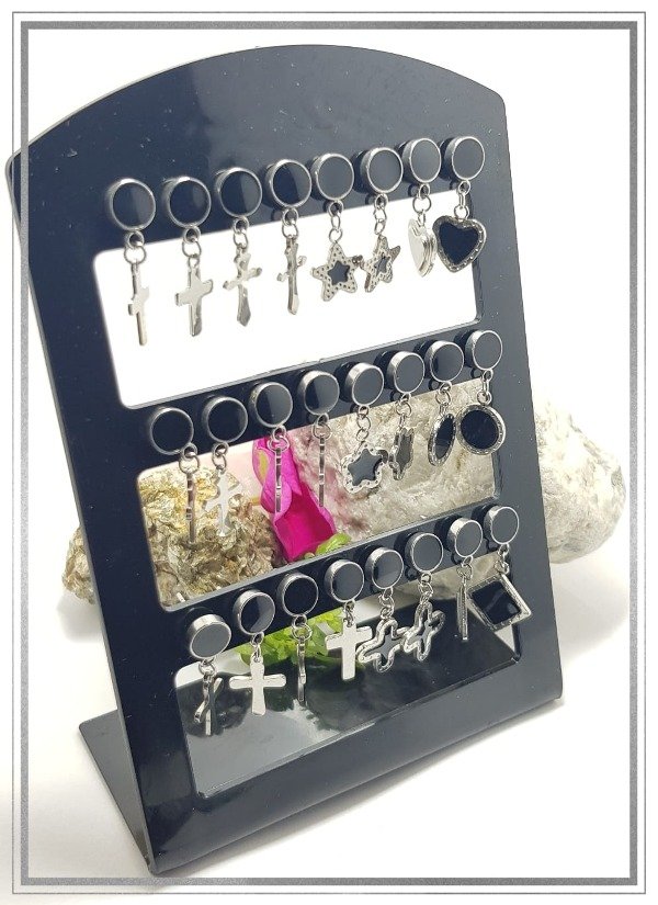 Producto - Aros colgante esmaltado cruz