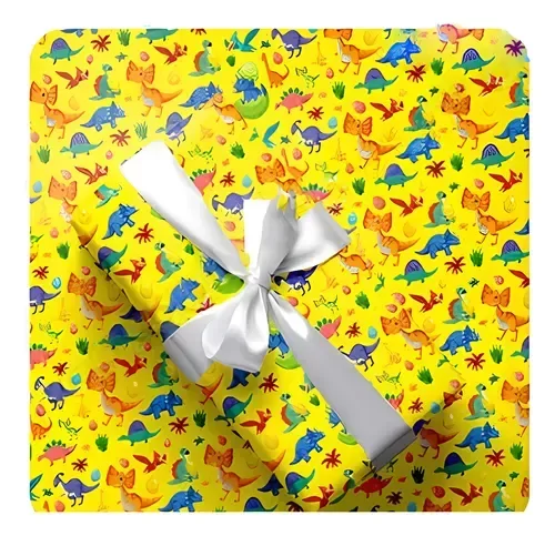 Producto - PAPEL DE REGALO IMPRESO 65X95cm 70grs DINOSAURIOS X 20 UNIDADES