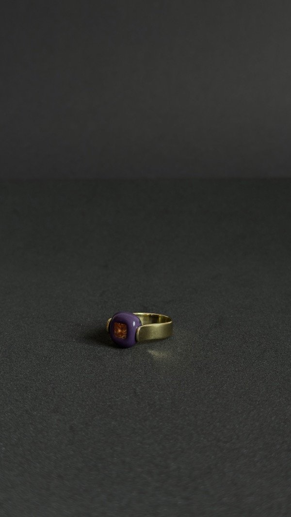 Producto - Anillo cerámica con piedra cubic (dorado) - 3